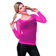 Spannend Netshirt Lange Mouw Roze Vrouw