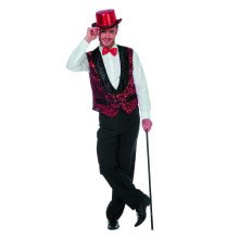 Circus Omroeper Vest Pailletten Rood Man