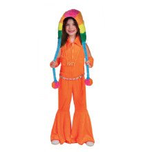 Neon Oranje Overall Wijde Pijpen 60s Meisje Kostuum