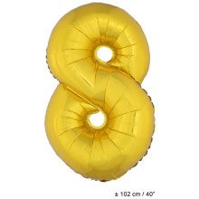 Folie Cijfer Ballon Nummer 8 Goud XL 102cm (Leeg)