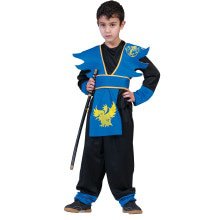 Dodelijk Dolle Japanse Ninja Blauw Jongen Kostuum