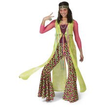 Neon Gele Cape Jas Hippie Vrouw