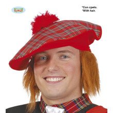 Schotse Tartan Baret Met Rood Haar