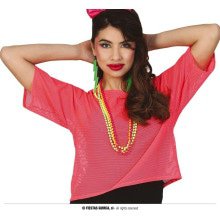 So 80 Visnet Neon Roze Shirt Vrouw