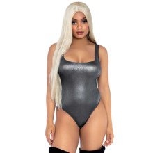 Zilveren Spandex String Bodysuit Vrouw