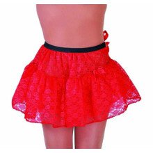 Petticoat Korte Tutu Kantwerk Bloemen Rood Vrouw