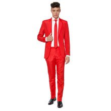 Intense Solid Red Suitmeister Man Kostuum