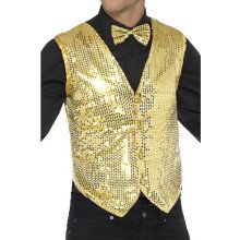 Glimmende Gouden Pailletten Vest Man