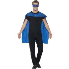 Blauwe Cape En Oogmasker Superheld Kostuum