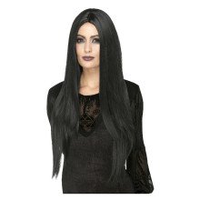 Morticia Zwarte Lange Pruik