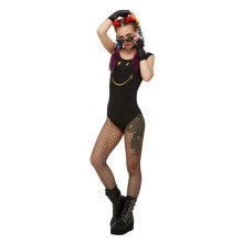 Zwart Smiley Raver Bodysuit Vrouw