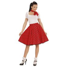 Red Doll 50s Rock And Roll Rok Met Nekband, Rood Vrouw Kostuum