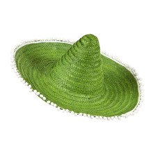 Sombrero 50cm, Groen Met Pom Poms