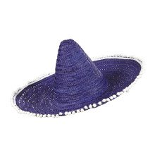 Sombrero 50cm, Blauw / Paars Met Pom Poms