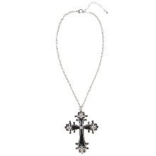 Horror Ketting Zwart Kruis, Strass