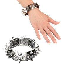 Punk Armband Zilver / Zwart Met Nagels