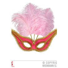 Uitbundig Oogmasker Roze Met Goud En Veren