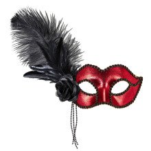 Signorina Oogmasker Venetie Rood Met Veren