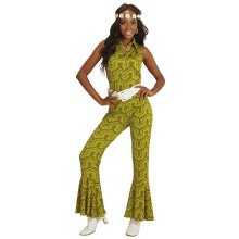 Groovy Geralda 70s Dames Jumpsuit, Behang Vrouw Kostuum