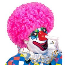 Afro Clownpruik Krullen, Roze