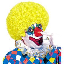 Afro Clownpruik Krullen, Geel