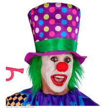 Blije Hoed Clown Stippie Met Gekleurde Stippen En Haar