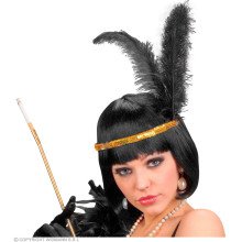 Roaring Twenties Pailletten Hoofdband Met 2 Veren, Goud