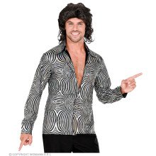 70s Verblindend Schitterend Disco Shirt Zilver Man