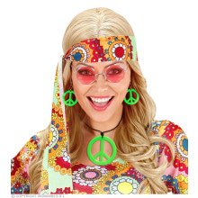 Hippie Set Peace Ketting En Oorbellen Neon Groen