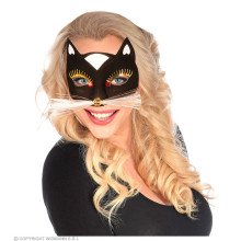 Oogmasker Kat Met Snorharen, Zwart