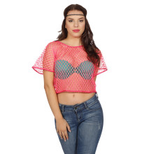 Disco Visnetshirt Neonroze Vrouw