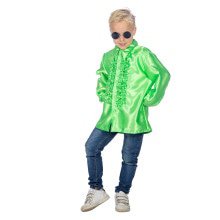 Groene Ruchesblouse Satijn Foute Disco Kind