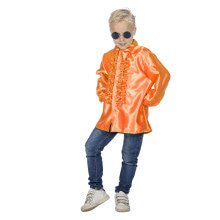 Oranje Ruchesblouse Satijn Foute Disco Kind